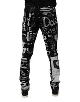 Dolce & Gabbana Black Cotton Logo Print Skinny Denim Jeans