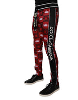 Dolce & Gabbana Red Crown Logo Monogram Men Sweatpants Pants