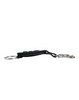 Dolce & Gabbana Blue Calf Leather DG Logo Silver Brass Keyring Keychain