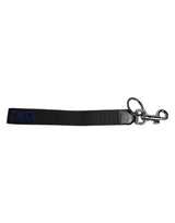 Dolce & Gabbana Black Logo Nylon Silver Brass Men Holder Keychain Keyring