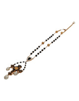 Dolce & Gabbana Gold Brass Black Beaded Chain Rosary Pendant Necklace