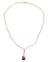 Dolce & Gabbana Gold Tone Chain Brass Crystal Guitar Pendant Necklace