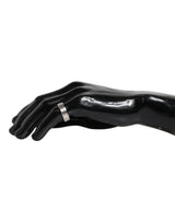 Dolce & Gabbana Silver Tone Brass Clear Crystal DG Logo Ring