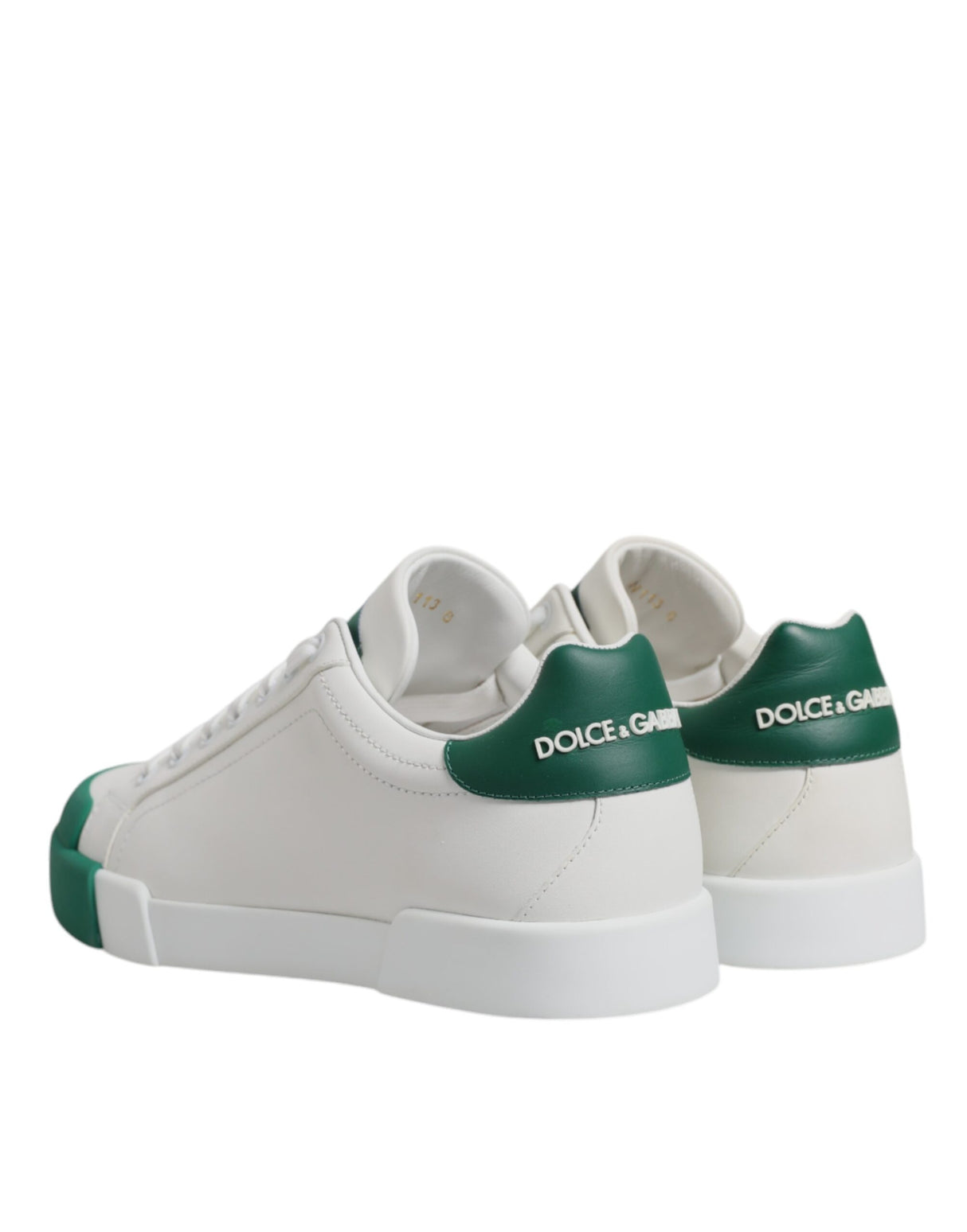 Dolce & Gabbana White Green Leather Low Top Men Sneakers Shoes