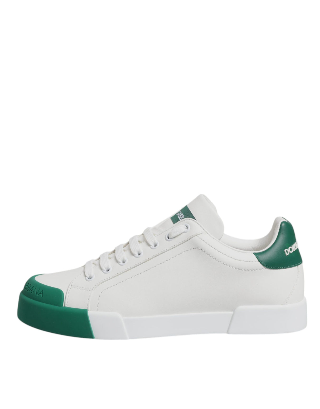Dolce & Gabbana White Green Leather Low Top Men Sneakers Shoes