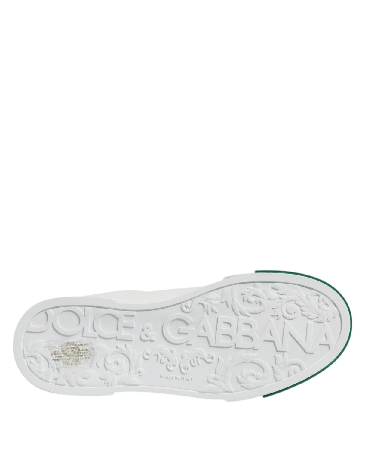 Dolce & Gabbana White Green Leather Low Top Men Sneakers Shoes