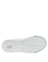 Dolce & Gabbana White Green Leather Low Top Men Sneakers Shoes