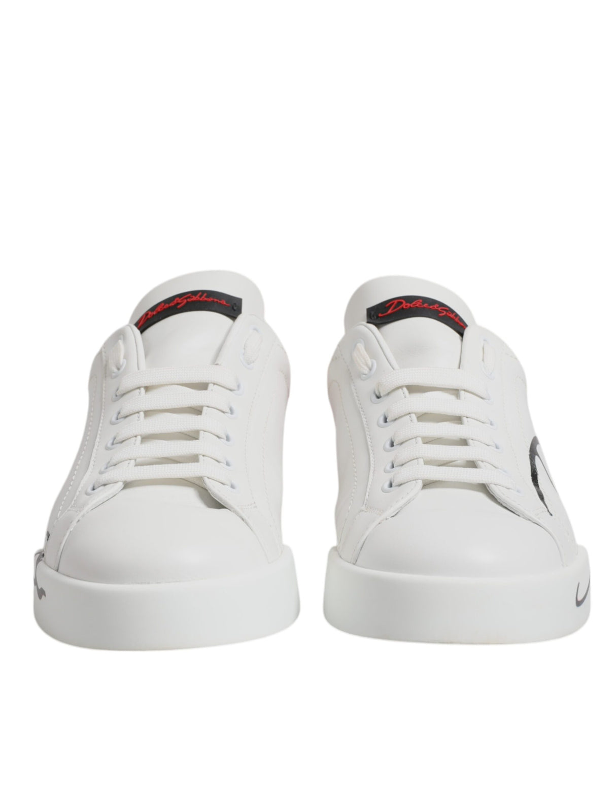 Dolce & Gabbana White Red Leather Low Top Men Sneakers Shoes