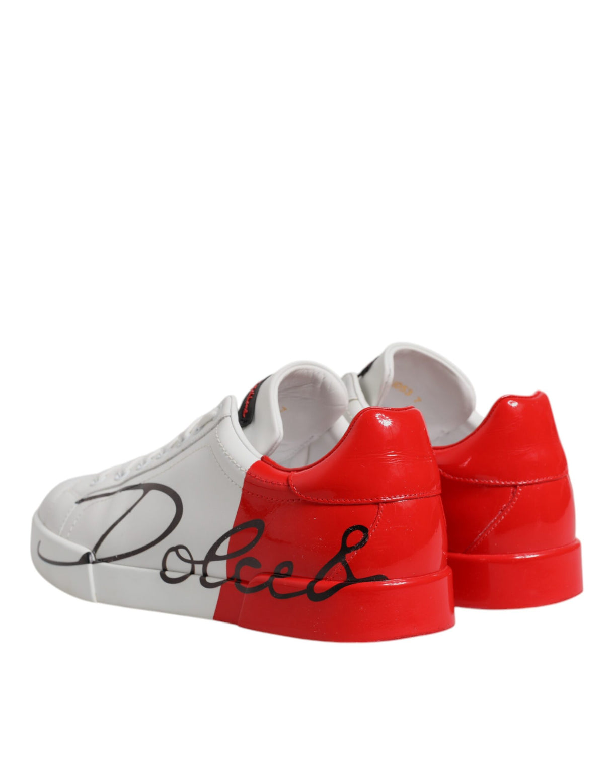 Dolce & Gabbana White Red Leather Low Top Men Sneakers Shoes