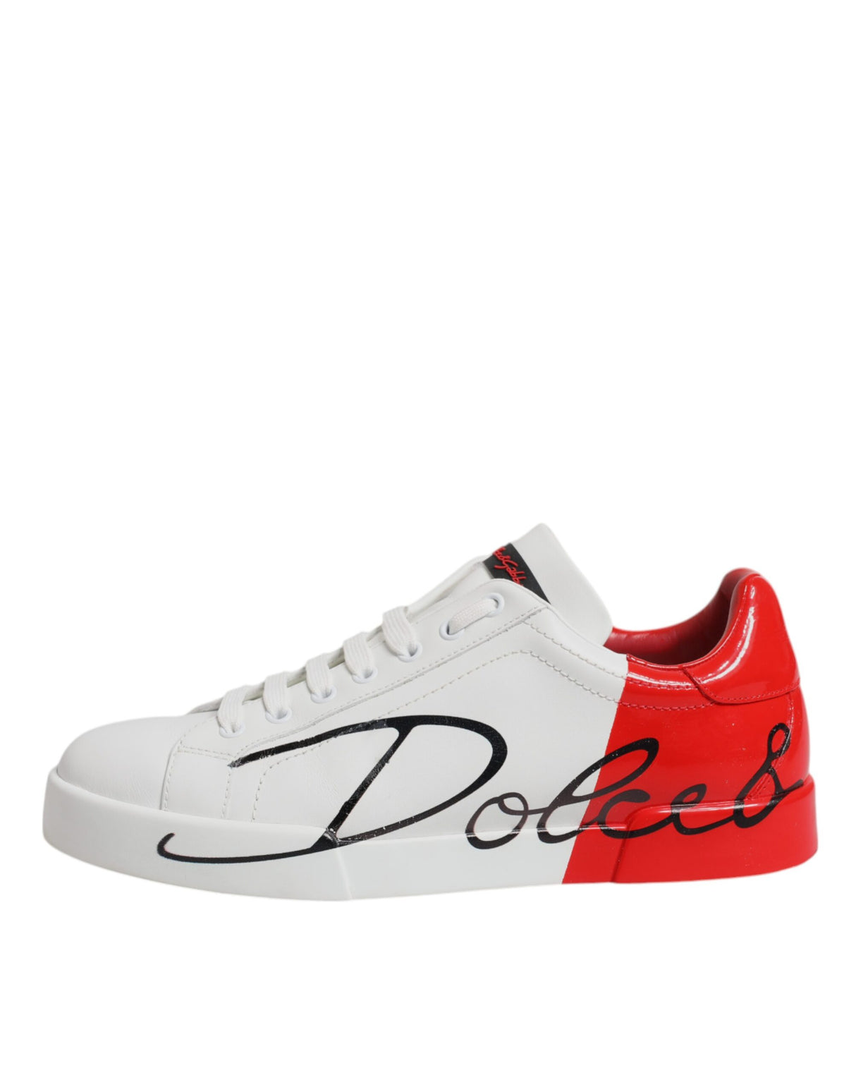 Dolce & Gabbana White Red Leather Low Top Men Sneakers Shoes
