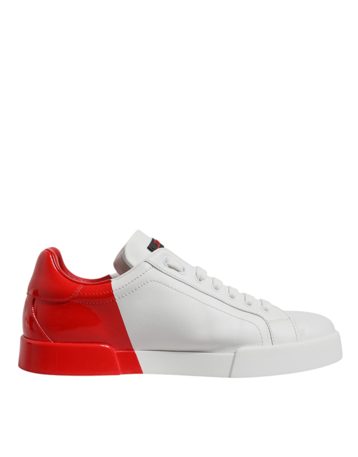 Dolce & Gabbana White Red Leather Low Top Men Sneakers Shoes