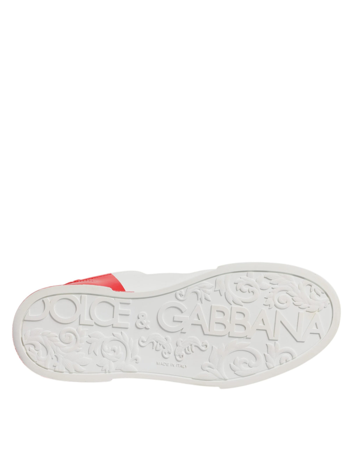 Dolce & Gabbana White Red Leather Low Top Men Sneakers Shoes