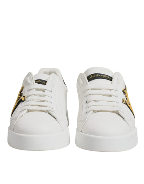 Dolce & Gabbana White Royal Crown Low Top Sneakers Shoes