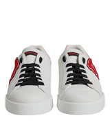 Dolce & Gabbana White Red DG Patch Low Top Sneakers Shoes