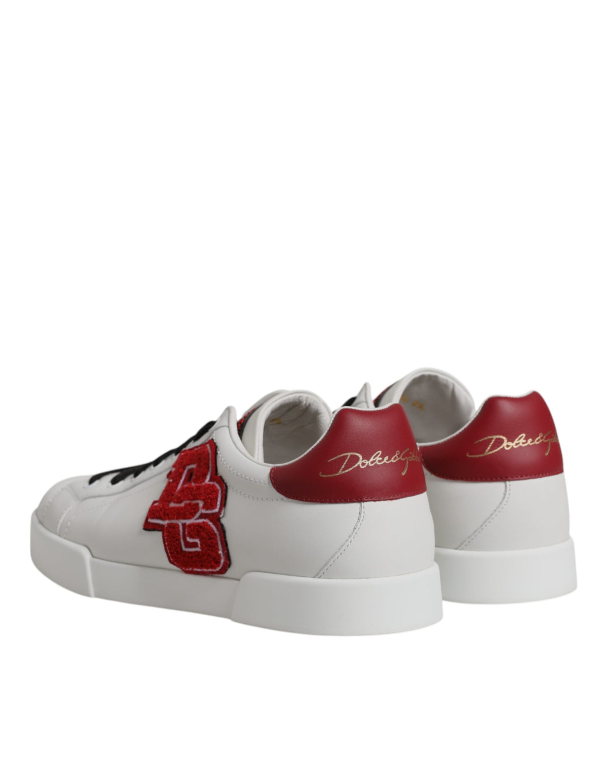 Dolce & Gabbana White Red DG Patch Low Top Sneakers Shoes