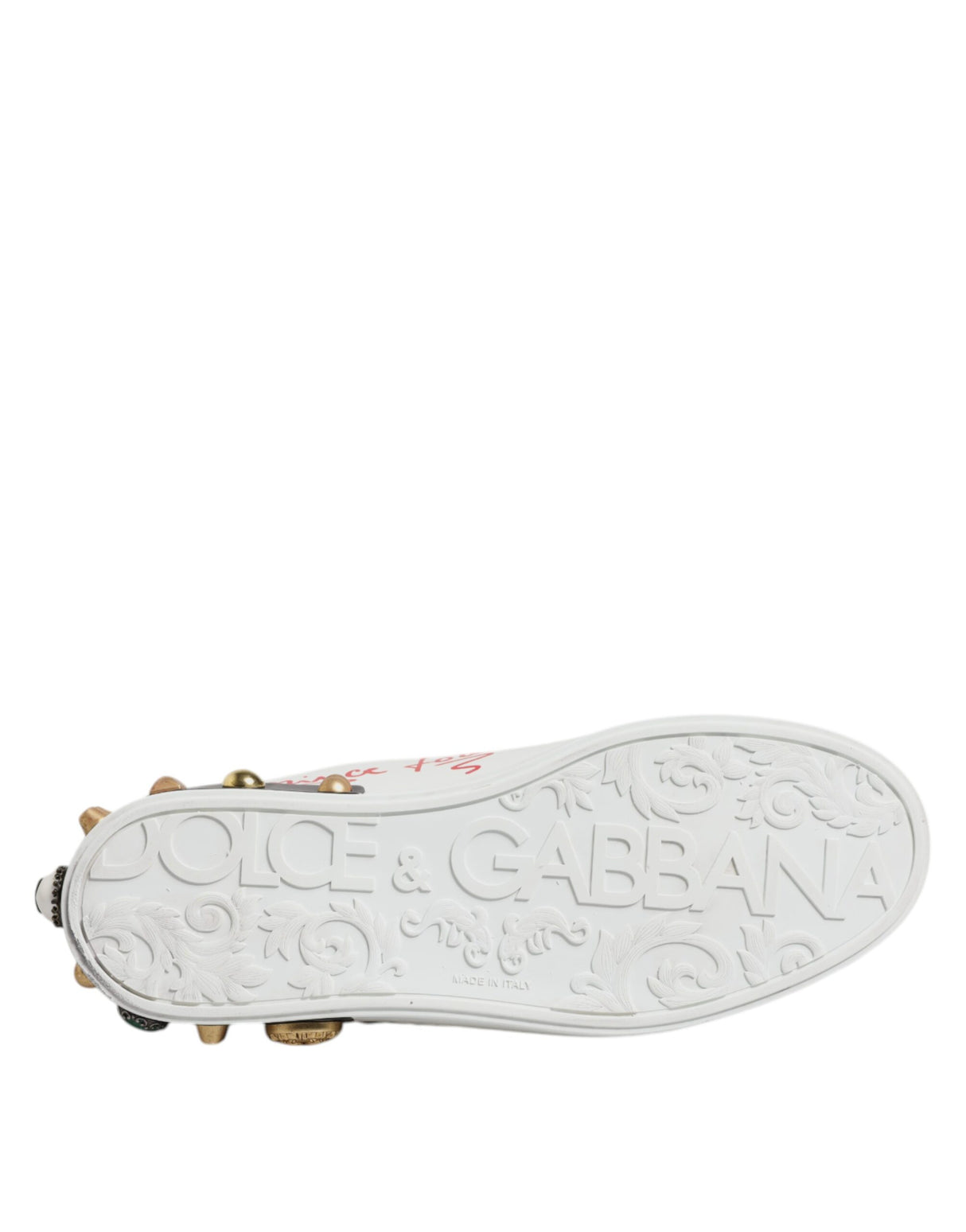 Dolce & Gabbana White Sacred Heart Patch Sneakers Shoes
