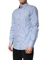 Dolce & Gabbana Light Blue Cotton GOLD Dress Formal Shirt
