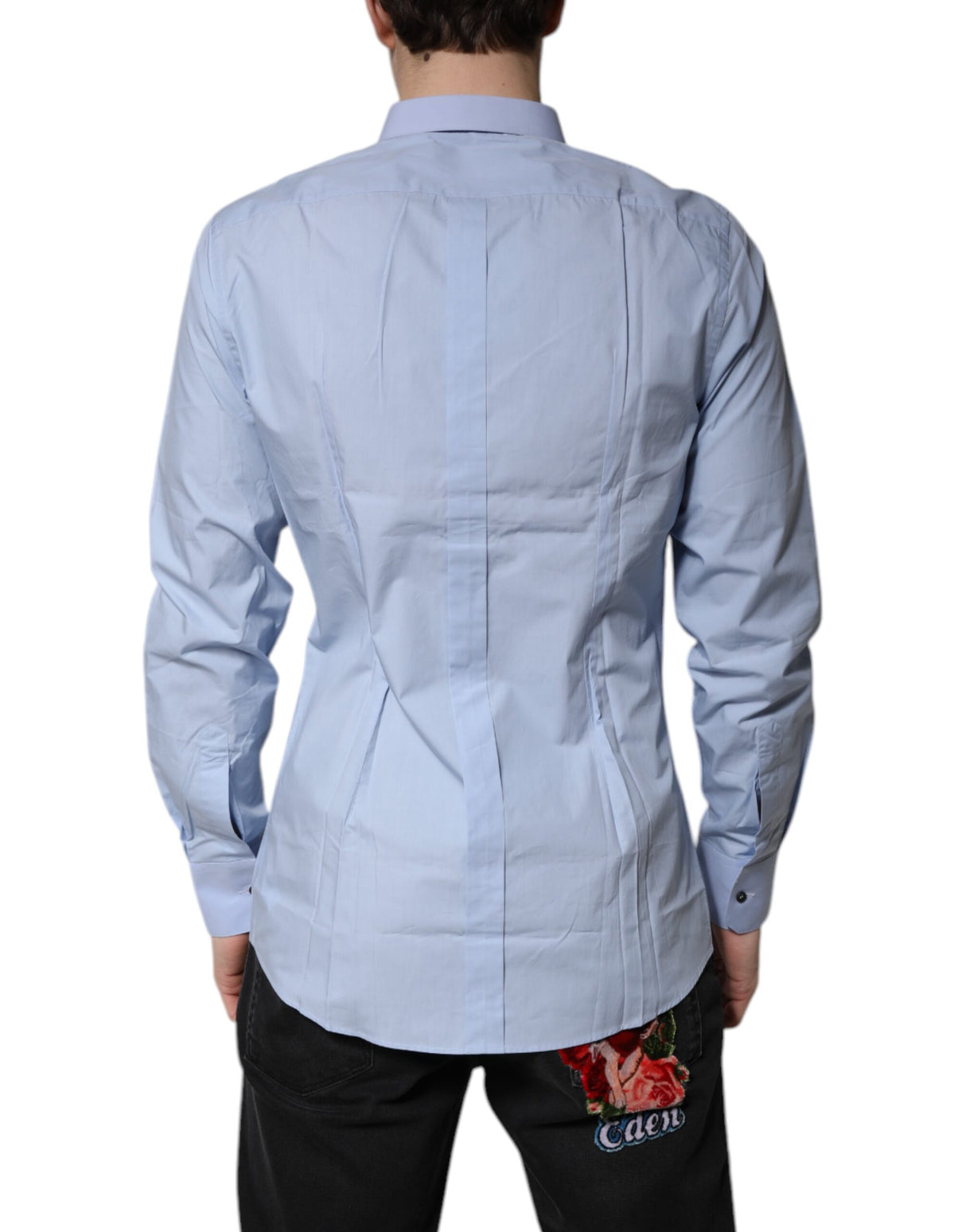 Dolce & Gabbana Light Blue Cotton GOLD Dress Formal Shirt