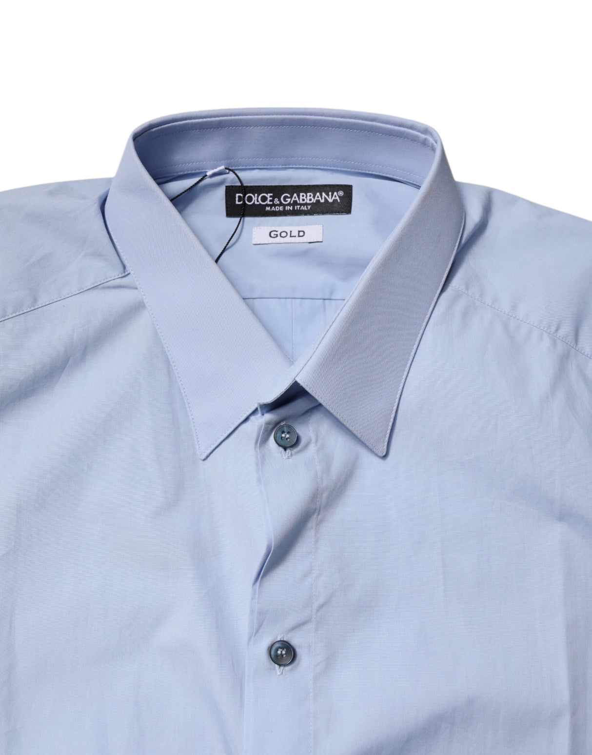 Dolce & Gabbana Light Blue Cotton GOLD Dress Formal Shirt