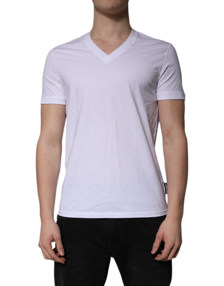 Dolce & Gabbana White V-neck Short Sleeves Underwear T-shirt