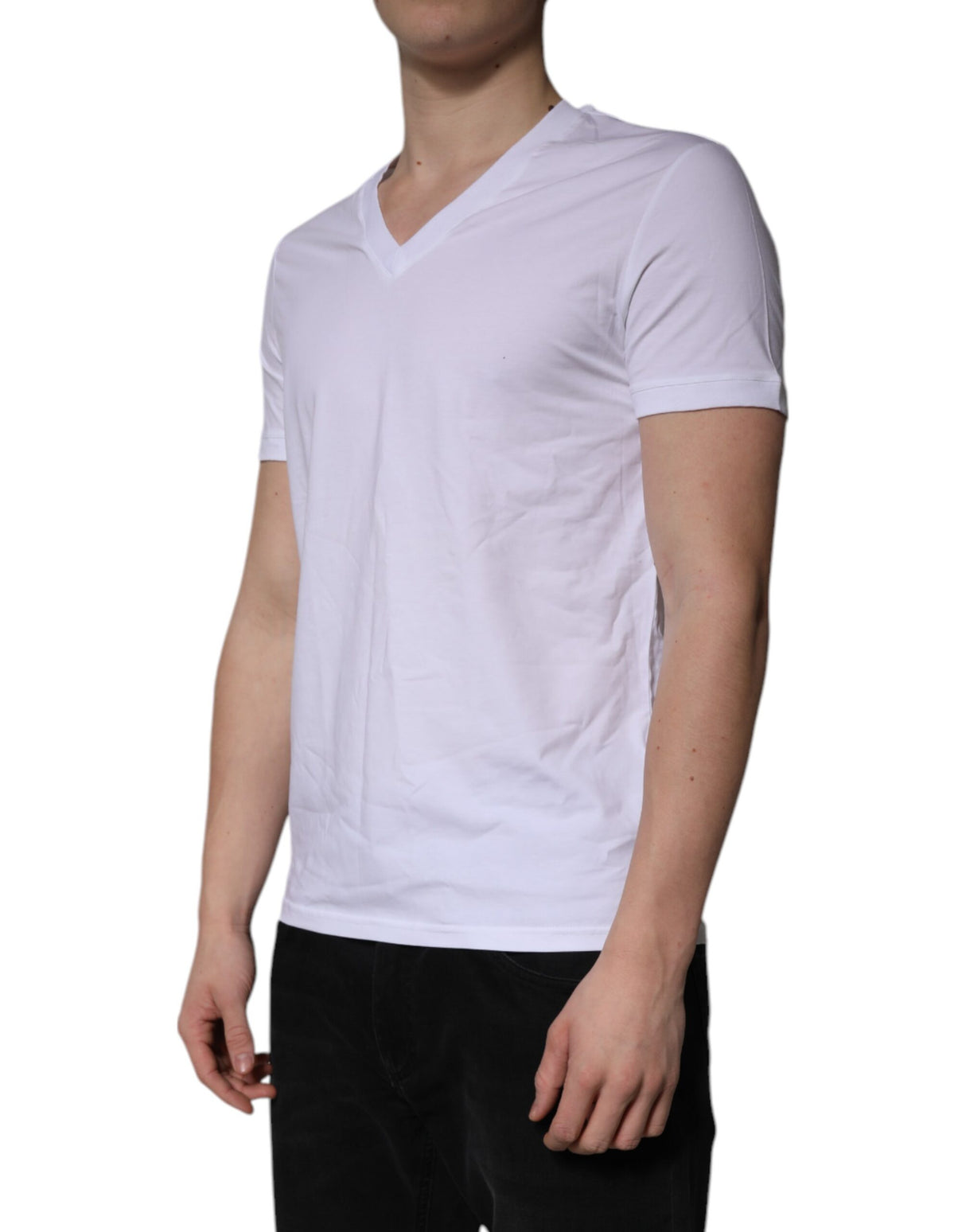 Dolce & Gabbana White V-neck Short Sleeves Underwear T-shirt