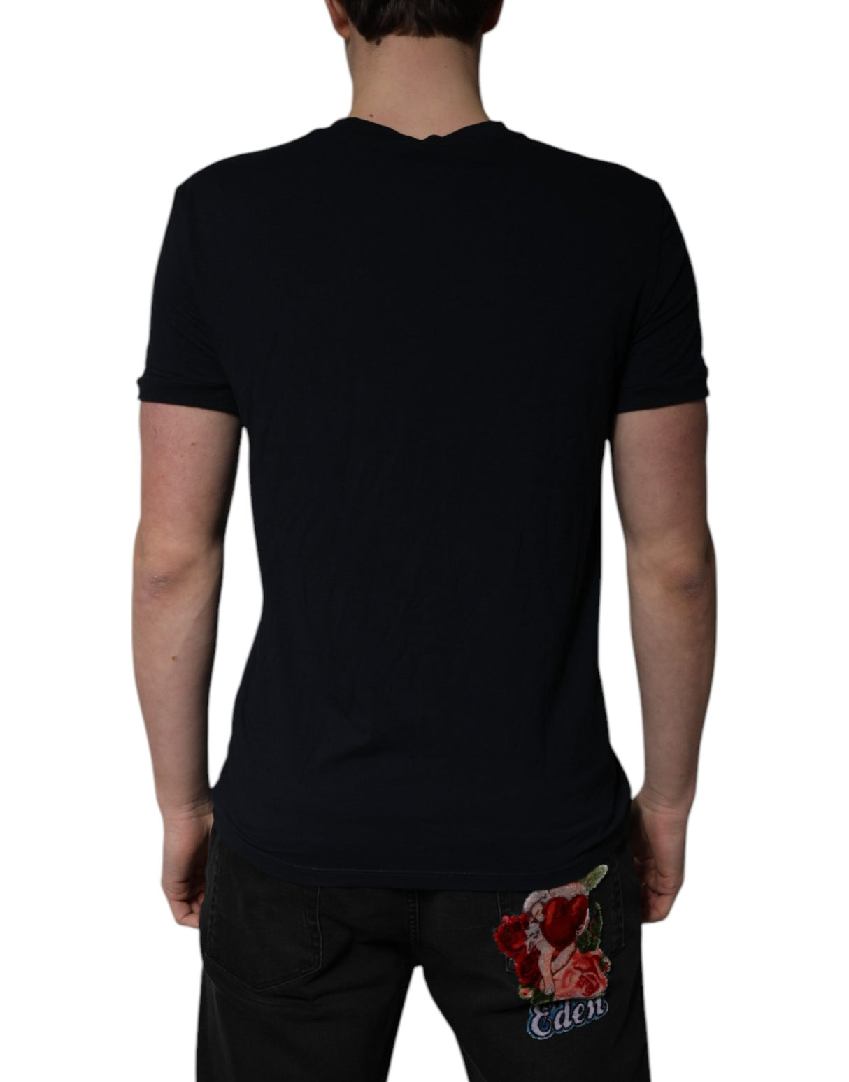 Dolce & Gabbana Black Cotton V-neck Short Sleeves Underwear T-shirt