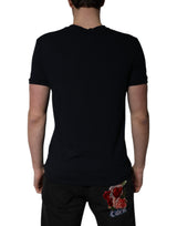 Dolce & Gabbana Black Cotton V-neck Short Sleeves Underwear T-shirt