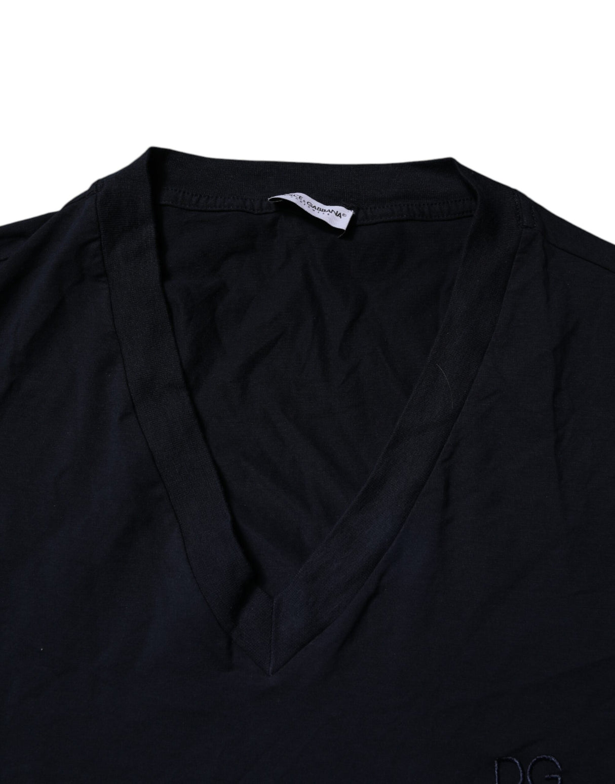 Dolce & Gabbana Black Cotton V-neck Short Sleeves Underwear T-shirt