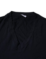 Dolce & Gabbana Black Cotton V-neck Short Sleeves Underwear T-shirt