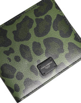 Dolce & Gabbana Black Green Leather DG Plaque Bifold Card Holder Wallet