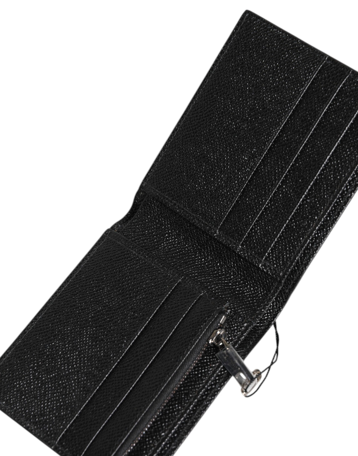 Dolce & Gabbana Black Green Leather DG Plaque Bifold Card Holder Wallet