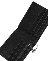 Dolce & Gabbana Black Green Leather DG Plaque Bifold Card Holder Wallet