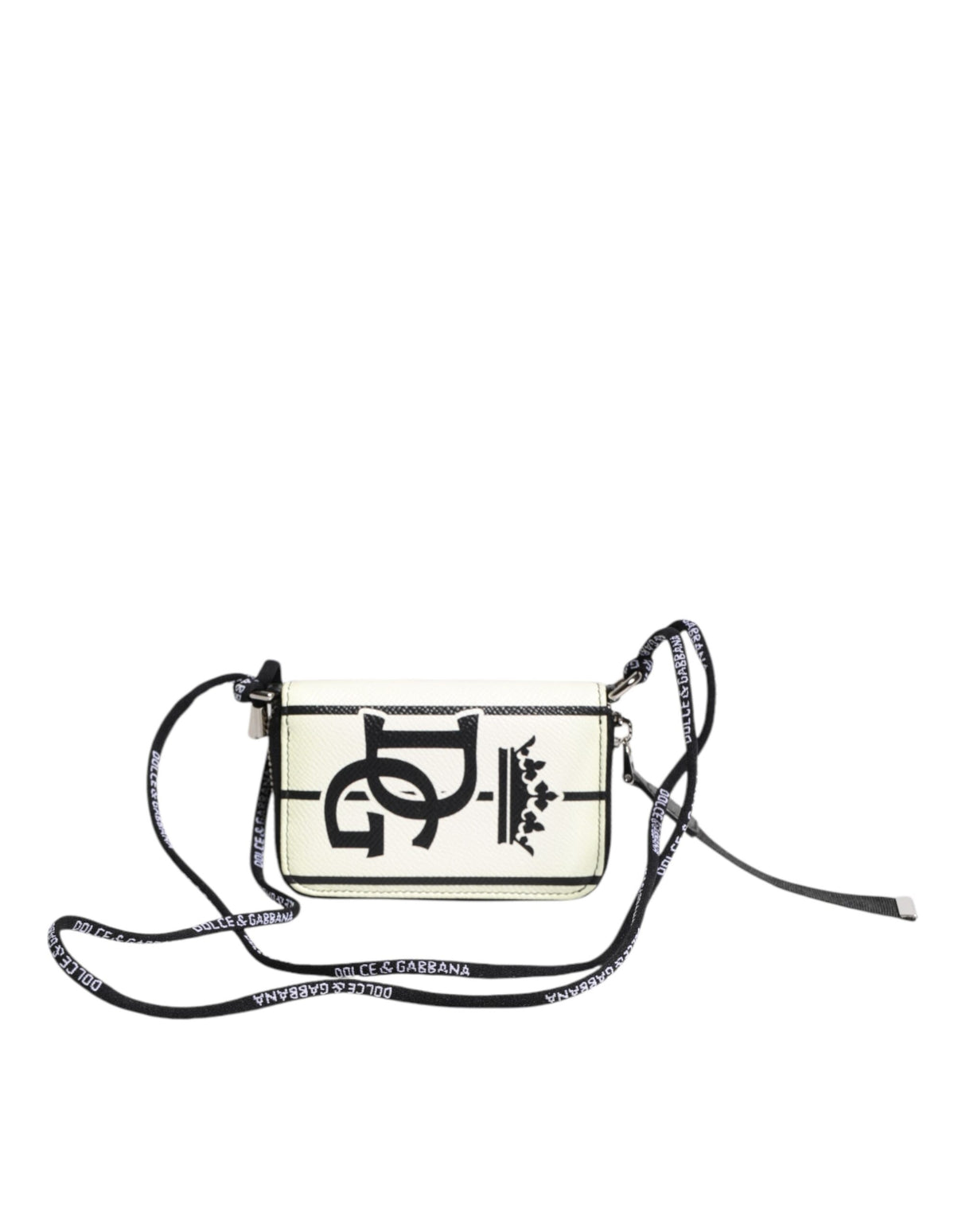 Dolce & Gabbana White Leather SICILY DG Crown Purse Cross Body Bag