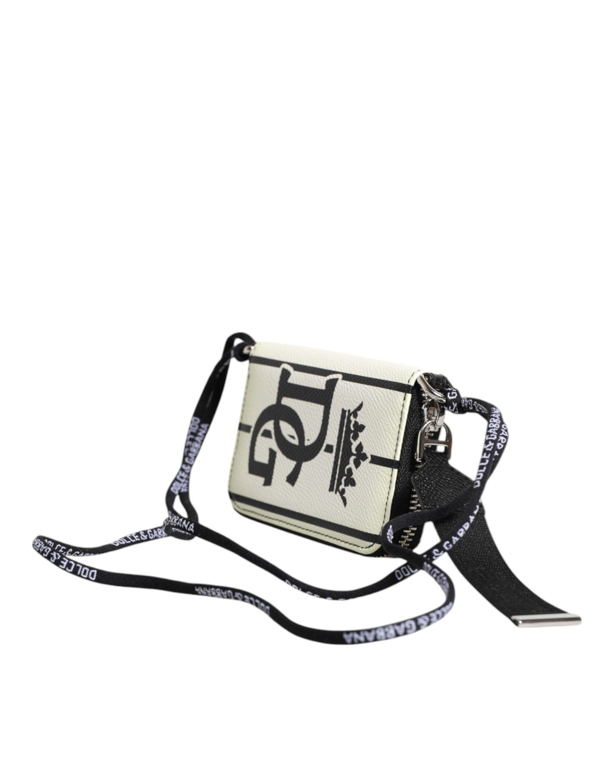 Dolce & Gabbana White Leather SICILY DG Crown Purse Cross Body Bag