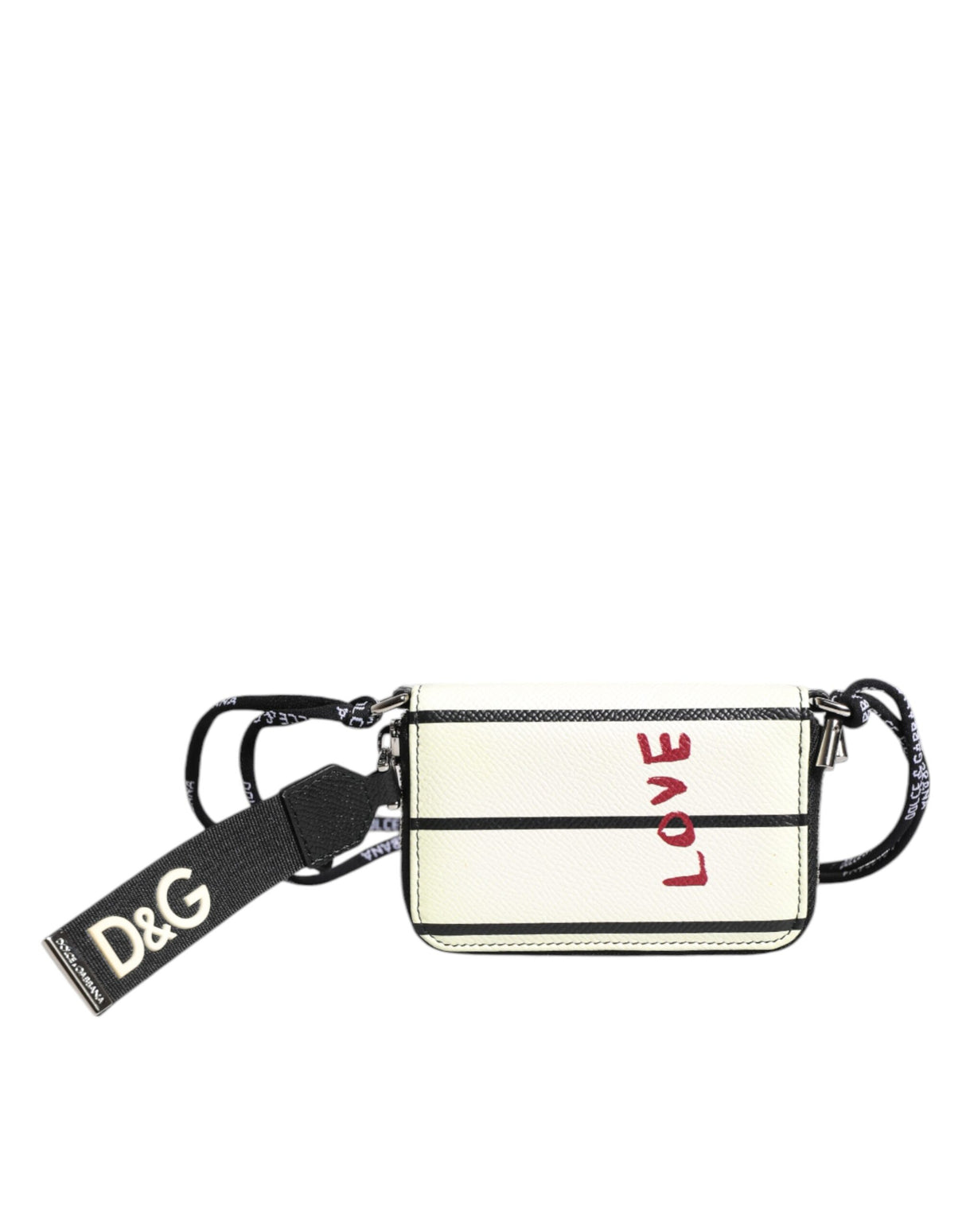 Dolce & Gabbana White Leather SICILY DG Crown Purse Cross Body Bag