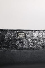 Dolce & Gabbana Black Leather Logo Plaque Zip Around Continental Wallet
