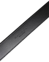 Dolce & Gabbana Silver Leather Classic Metal Logo Buckle Belt