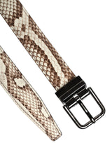 Dolce & Gabbana Brown Exotic Leather Classic Metal Buckle Belt