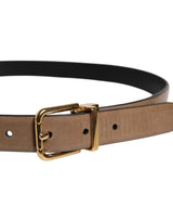 Dolce & Gabbana Brown Leather Classic Metal Logo Buckle Belt