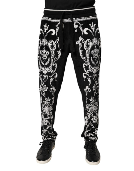 Dolce & Gabbana Black Bandana Cotton Jogger Pants