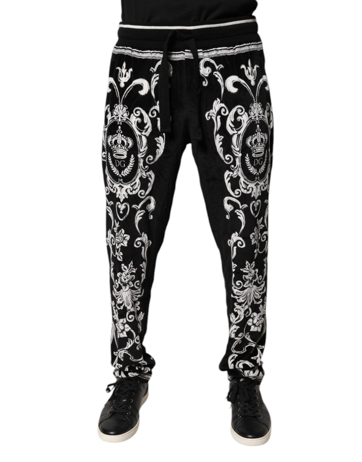 Dolce & Gabbana Black Bandana Cotton Jogger Pants