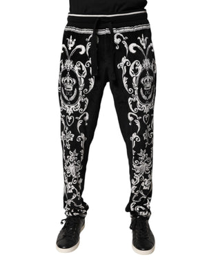 Dolce & Gabbana Black Bandana Cotton Jogger Pants