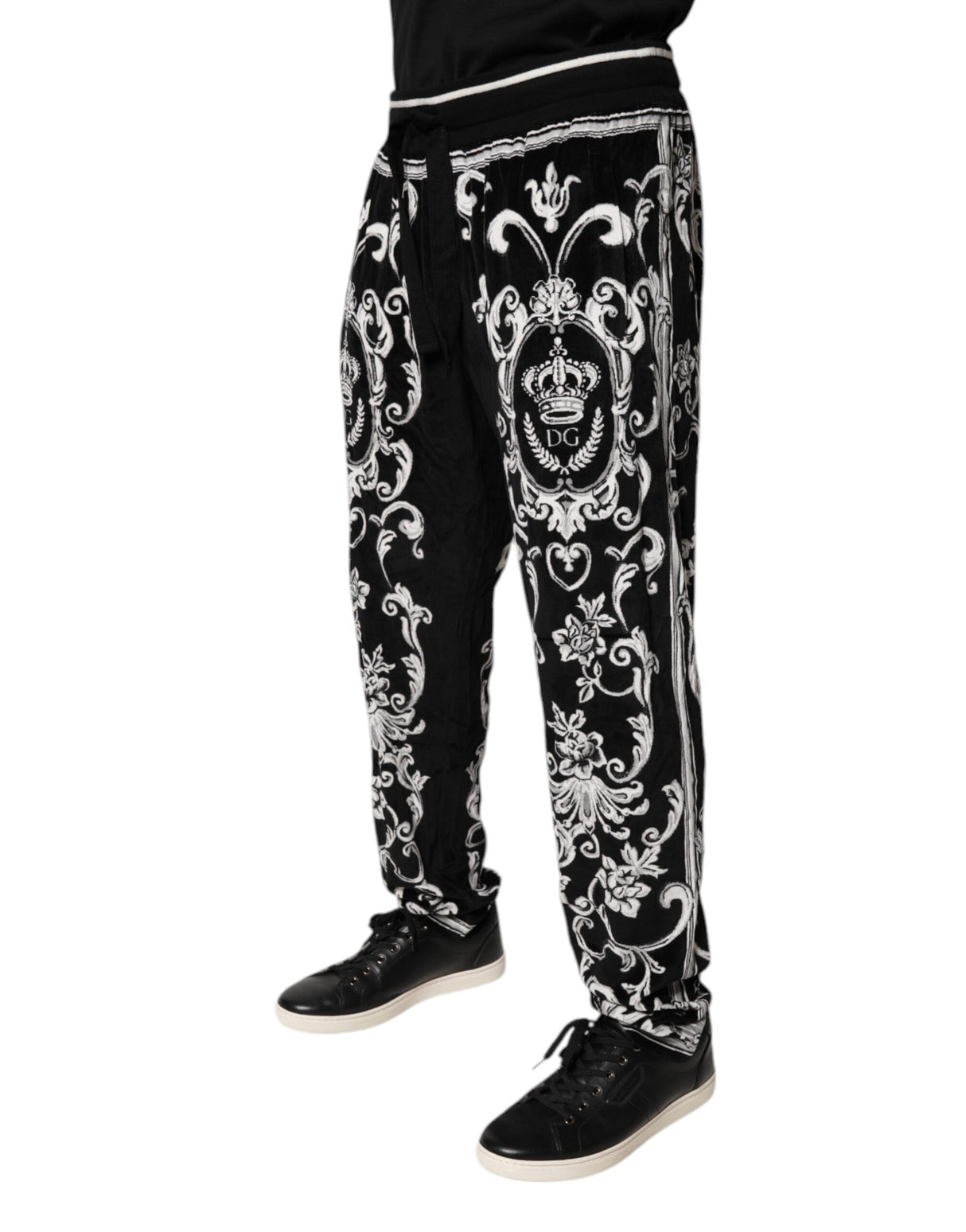 Dolce & Gabbana Black Bandana Cotton Jogger Pants