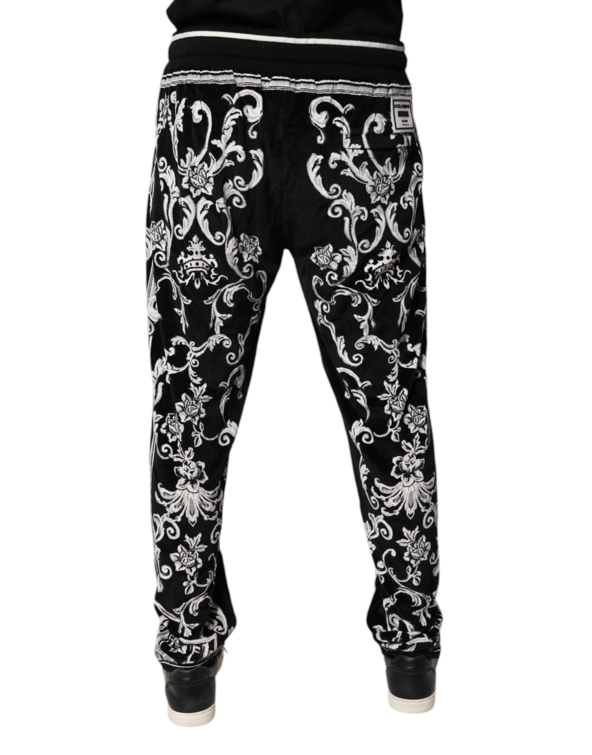 Dolce & Gabbana Black Bandana Cotton Jogger Pants
