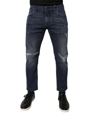Dolce & Gabbana Blue Cotton Stretch Skinny Men Denim Jeans