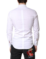 Dolce & Gabbana White Cotton Stretch GOLD Dress Formal Shirt