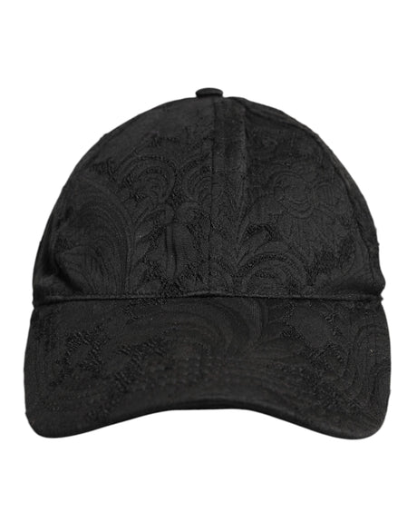 Dolce & Gabbana Black Floral Jacquard 6 Panels Baseball Cap