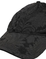 Dolce & Gabbana Black Floral Jacquard 6 Panels Baseball Cap