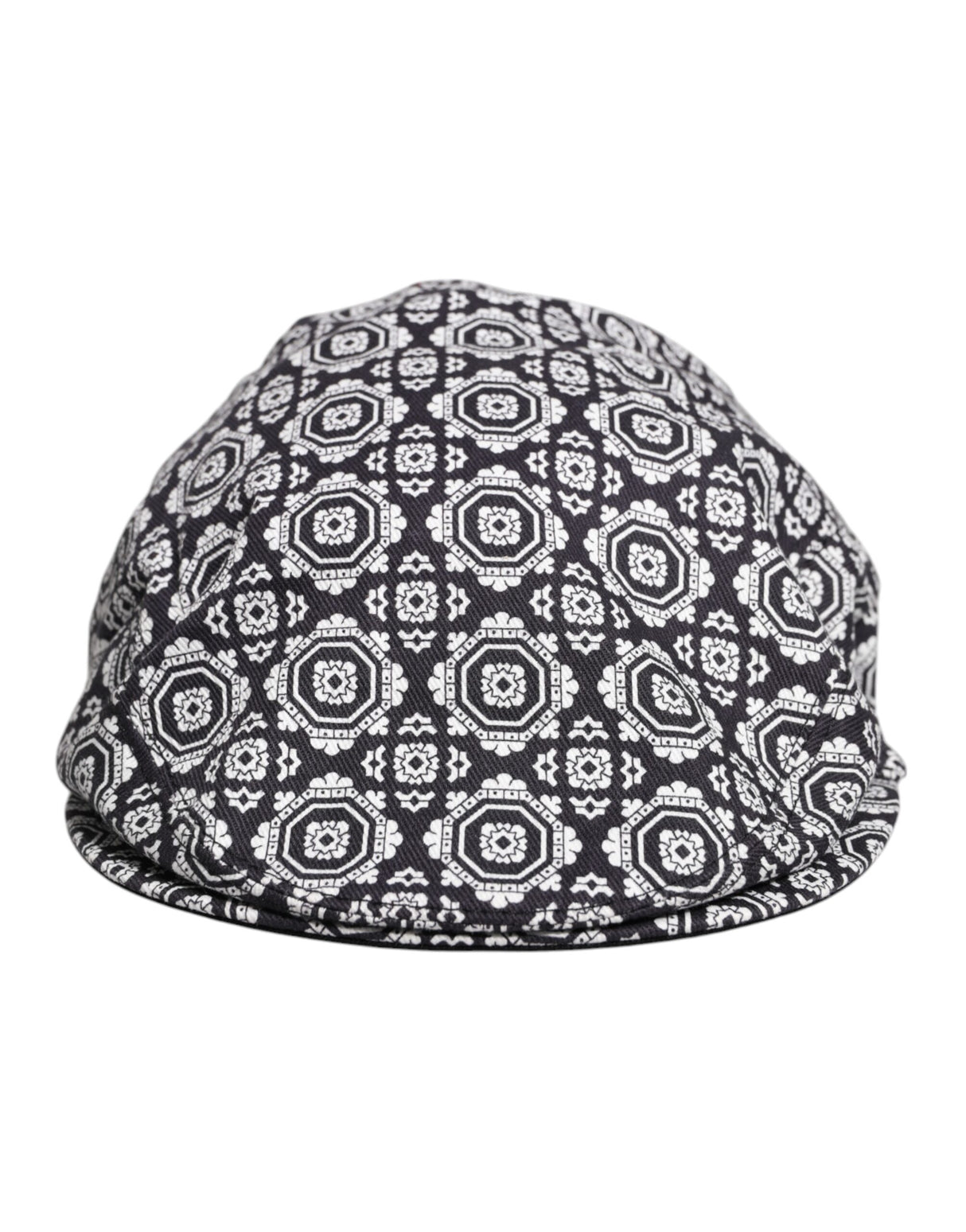 Dolce & Gabbana Black White Printed Newsboy Capello Cabbie Hat