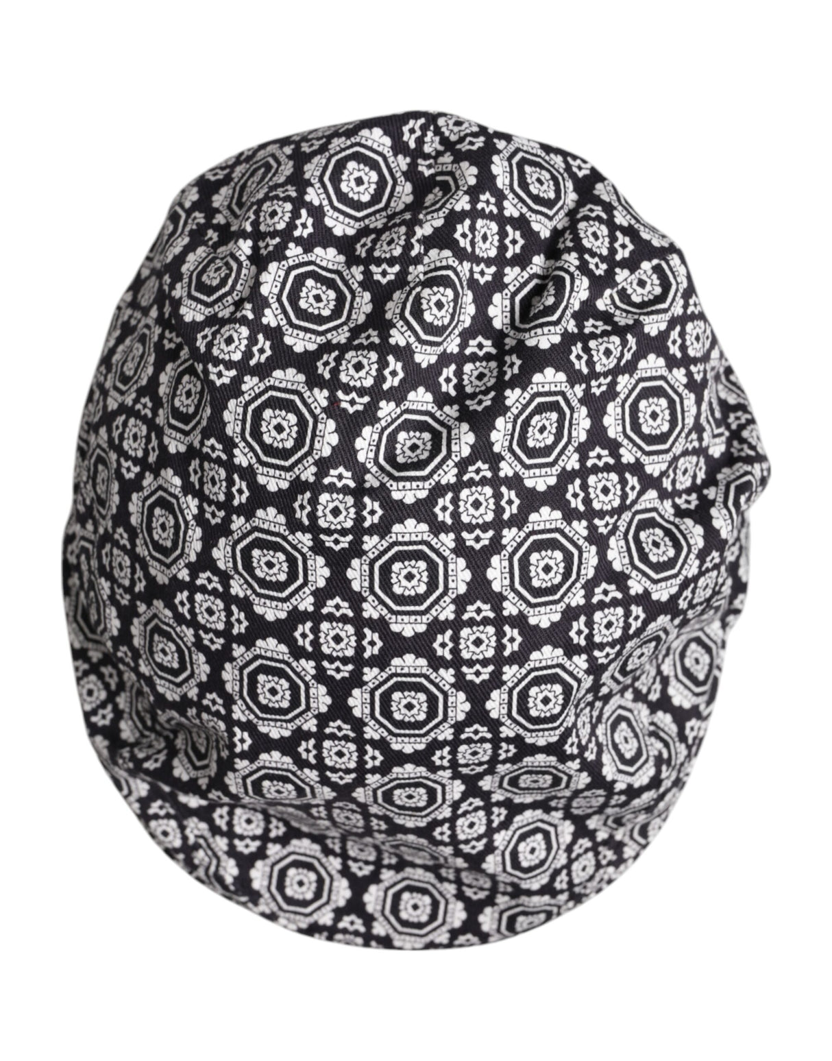 Dolce & Gabbana Black White Printed Newsboy Capello Cabbie Hat